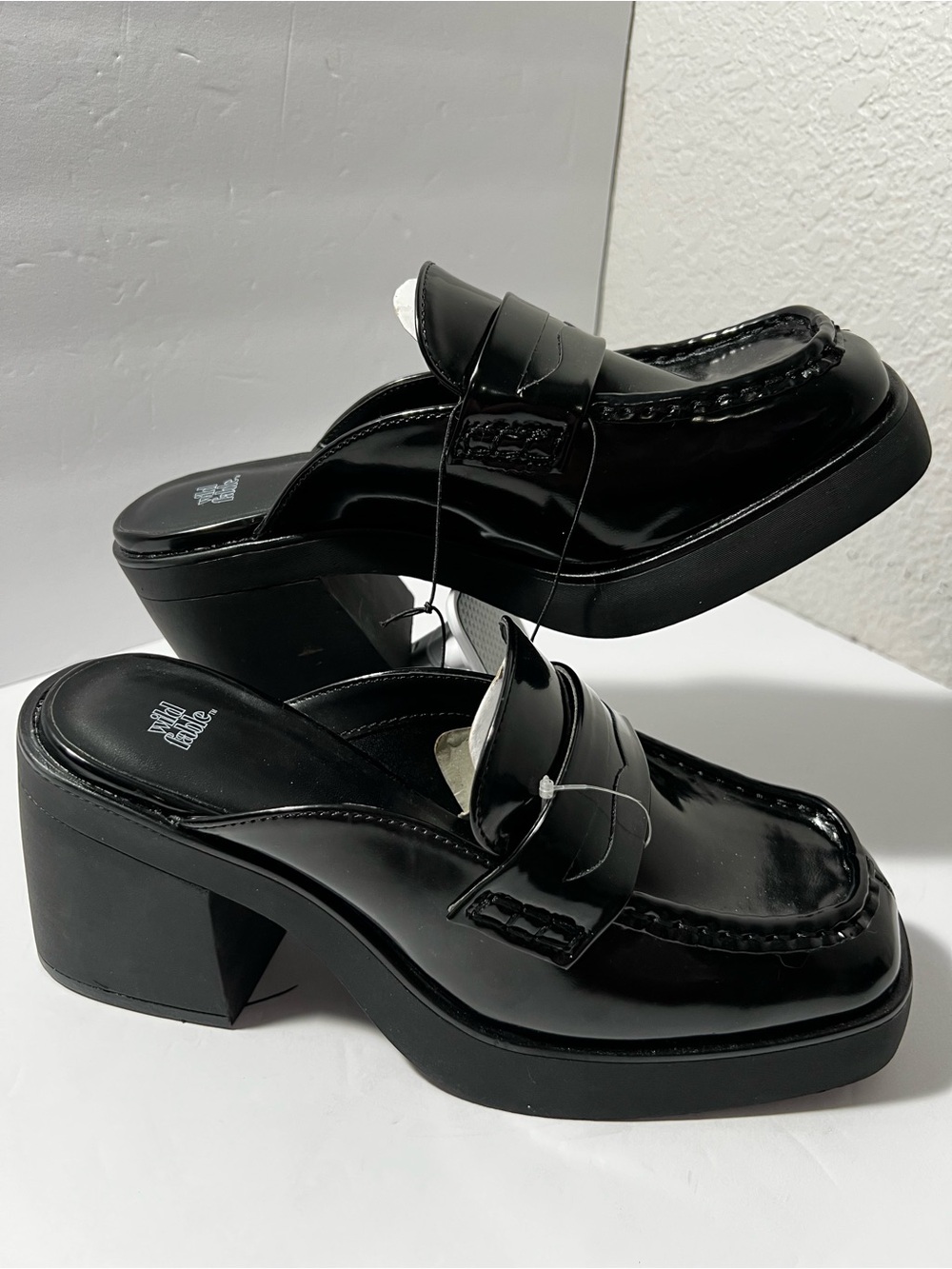 Wild Fable‎ Black patent open back Loafer Mule Heels Women’s Size 8 shoes nwot
